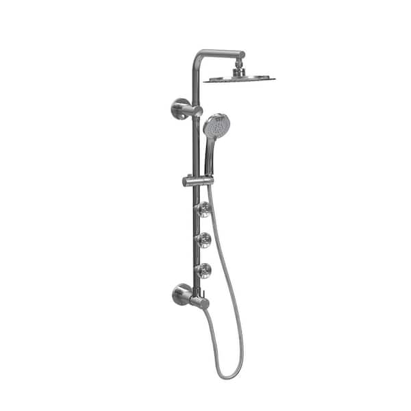 PULSE Showerspas Lanai 5-Spray Patterns with 1.8 GPM 8 in. Wall Mounted Dual Shower Head and Handheld with Body Sprays in Chrome