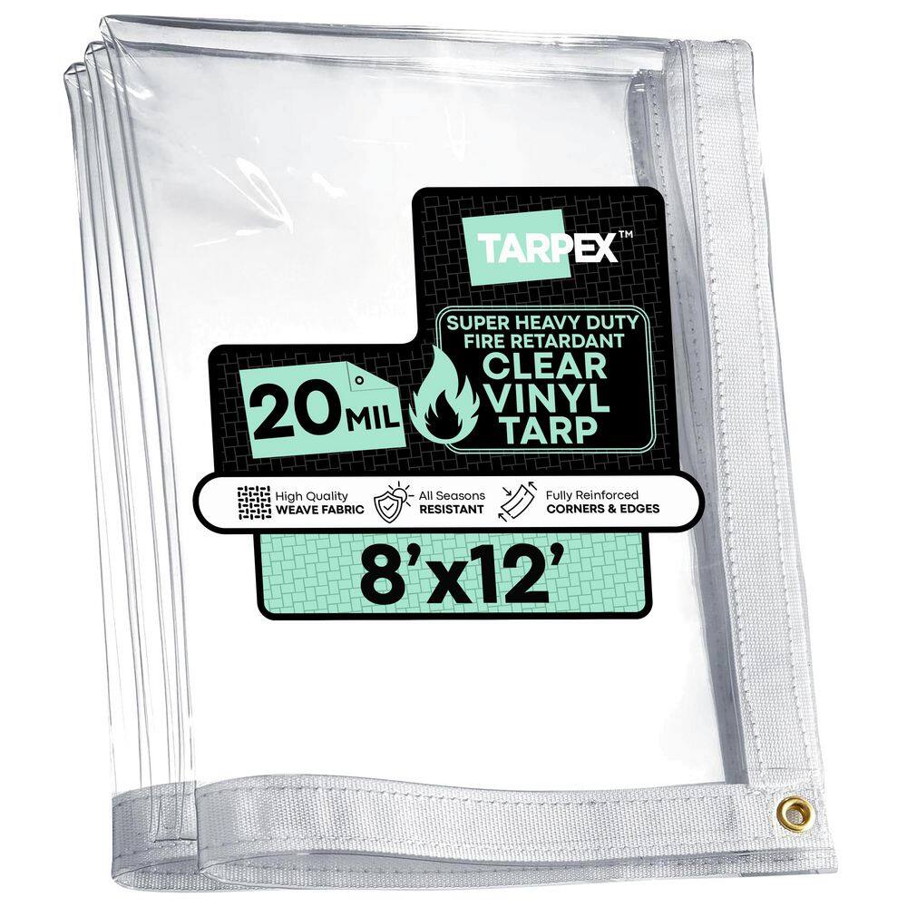 Super Heavy-Duty 20 Mil Fire Retardant Clear Plastic PVC Tarp 8 ft. x 12 ft. Multi-Purpose Protective Cover price history on PriceWatchPro