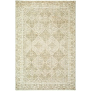 Galey Alix x Livabliss Fetscher IV Vintage Damask Area Rug, 6'7 in. x 9'6 in. (7' x 10'), Tan/Brown