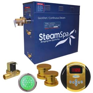 Indulgence 12kW QuickStart Steam Bath Generator Package with Built-In Auto Drain in Polished Gold