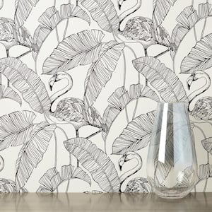 Mulholland White Flamingo Paper Wallpaper Sample