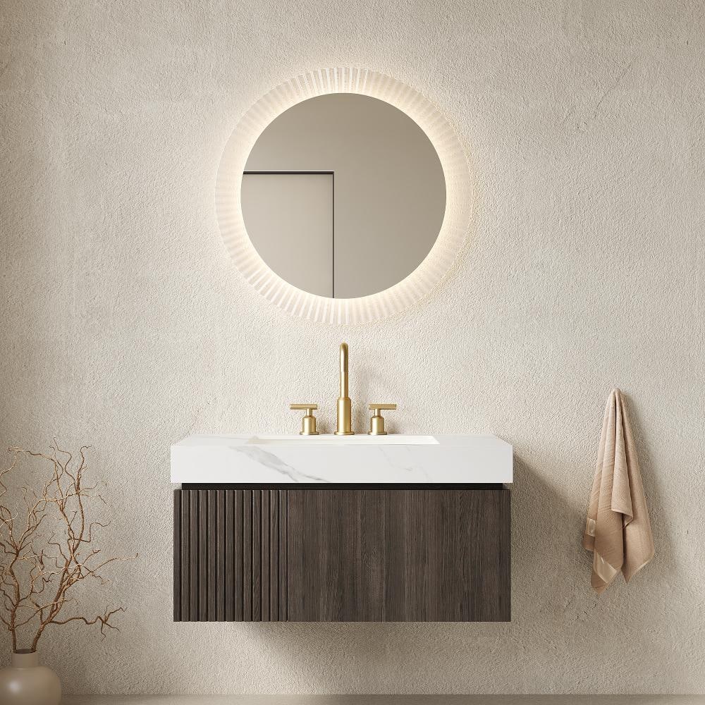 MURI 36 in. Floating Bathroom Vanity with Sink, Carrara White Sintered Stone Top, Ceramic Basin, Espresso Woodgrain price history on PriceWatchPro