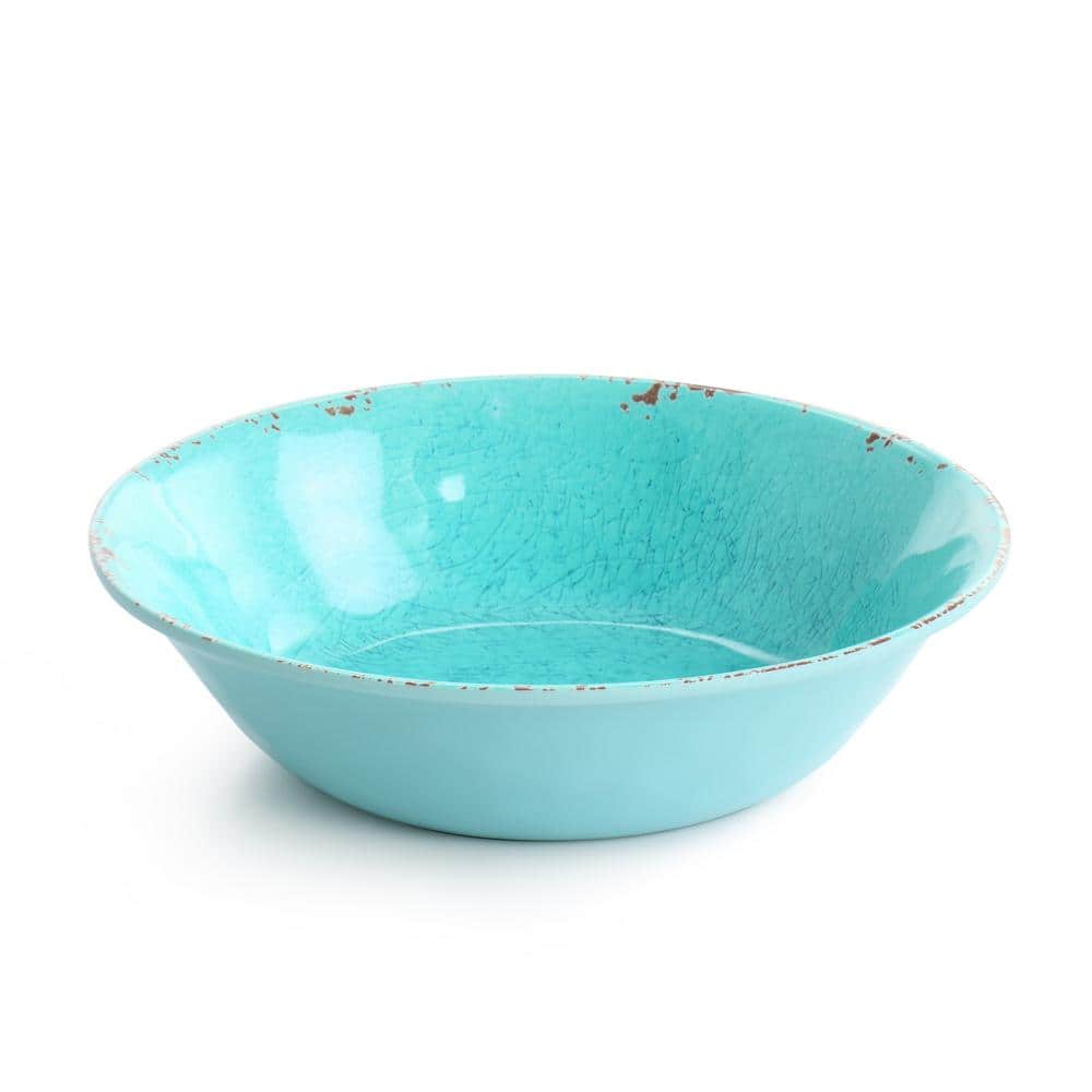 Tiffany Blue Distressed Melamine 12-Piece Dinnerware Set