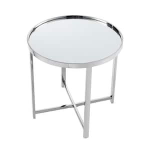 21.6 in. Silver Glass End Table