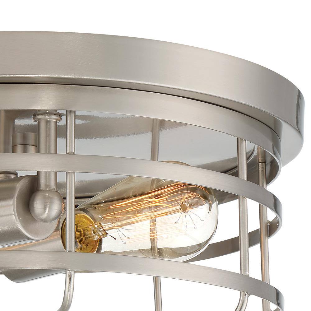 Tanner Transitional Industrial 2-Light Flush Mount in Satin Platinum
