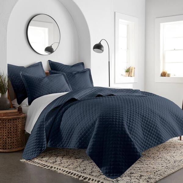  Levtex Home - Mills Waffle Navy Duvet Cover Set - King