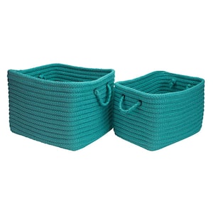 Modern Mudroom Polypropylene Storage in Aqua (Set of 2)