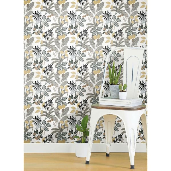 White and Yellow Funky Jungle Peel and Stick Wallpaper (Covers 28.29 sq. ft.)