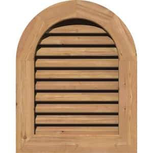 17 in. x 17 in. Round Top Unfinished Smooth Western Red Cedar Wood Paintable Gable Louver Vent
