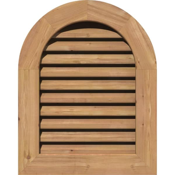 Ekena Millwork 17" x 35" Round Top Unfinished Smooth Western Red Cedar Wood Gable Louver Vent Functional