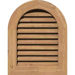 19 in. x 35 in. Round Top Unfinished Smooth Western Red Cedar Wood Built-in Screen Gable Louver Vent