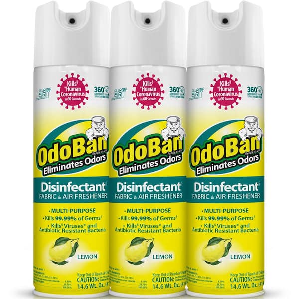 OdoBan 14.6 oz. Lemon Multi-Purpose Disinfectant Spray, Odor Eliminator, Sanitizer, Fabric and Air Freshener (3-Pack)