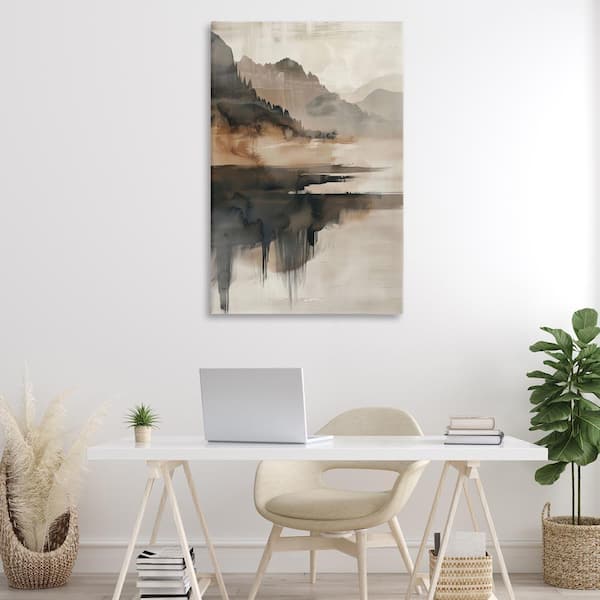 Layered Opaque Mountain Reflection by LSR Creative Studio Unframed Nature Graphic Art Print 45 in. x 30 in.