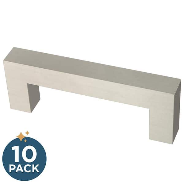 Franklin Brass 10-Pack Simple Modern Square 3 in. (76 mm) Modern Stainless Steel Cabinet Handle Drawer Pulls