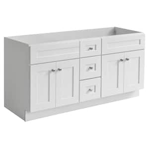 Brookings RTA Plywood 60 in. W x 21 in. D x 31.5 in. H 4-Door 3-Drawer Shaker Bath Vanity Cabinet without Top in White