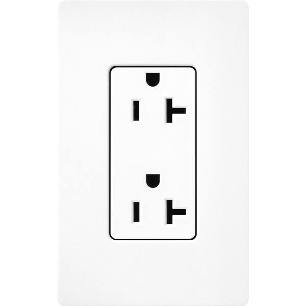 Lutron Claro 20 Amp Duplex Outlet, Brilliant White (SCR-20-BW) SCR