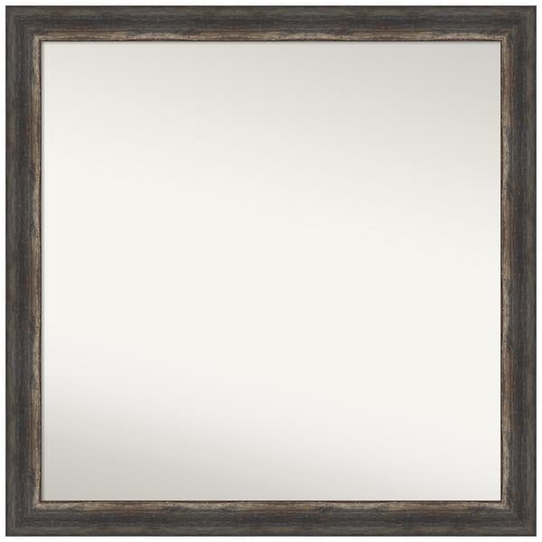 Amanti Art Bark Rustic Char Narrow 29.5 in. W x 29.5 in. H Non-Beveled Bathroom Wall Mirror in Black