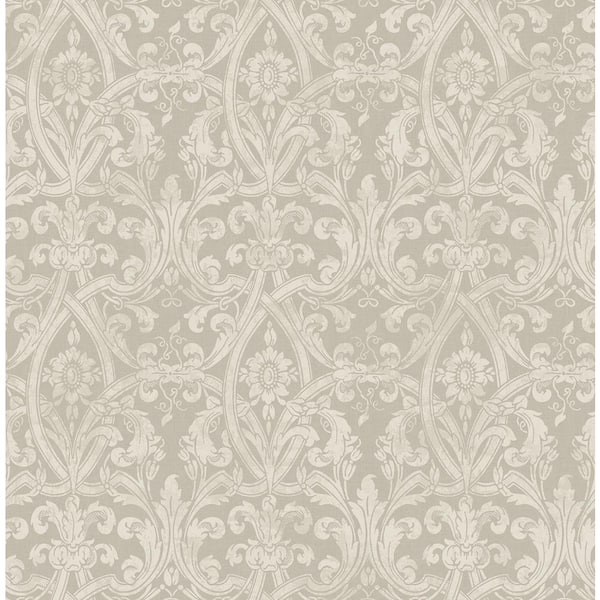 CASA MIA Damask Fleur de Lis Beige Paper Non Pasted Strippable Wallpaper Roll (Cover 56.05 sq. ft.)