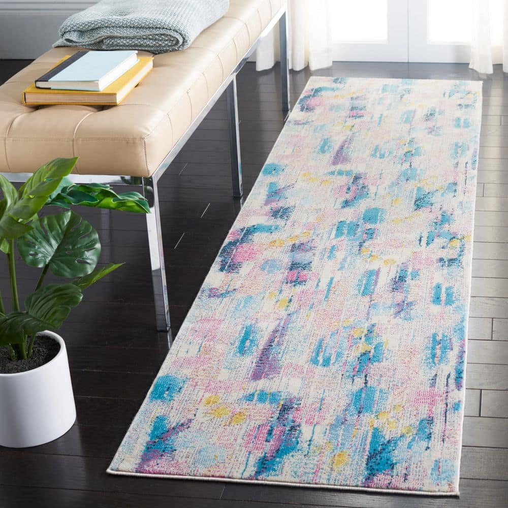 Lillian 2 ft. x 8 ft. Pink/Turquoise Abstract Geometric Runner Rug price history on PriceWatchPro