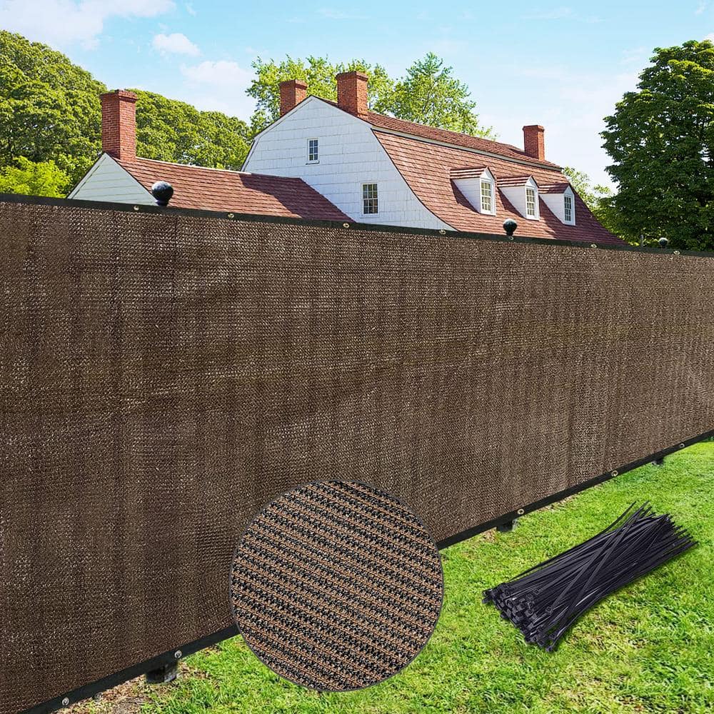 Shade&Beyond 5 ft. x 50 ft. Brown 150 GSM HDPE Privacy/Wind Fence ...