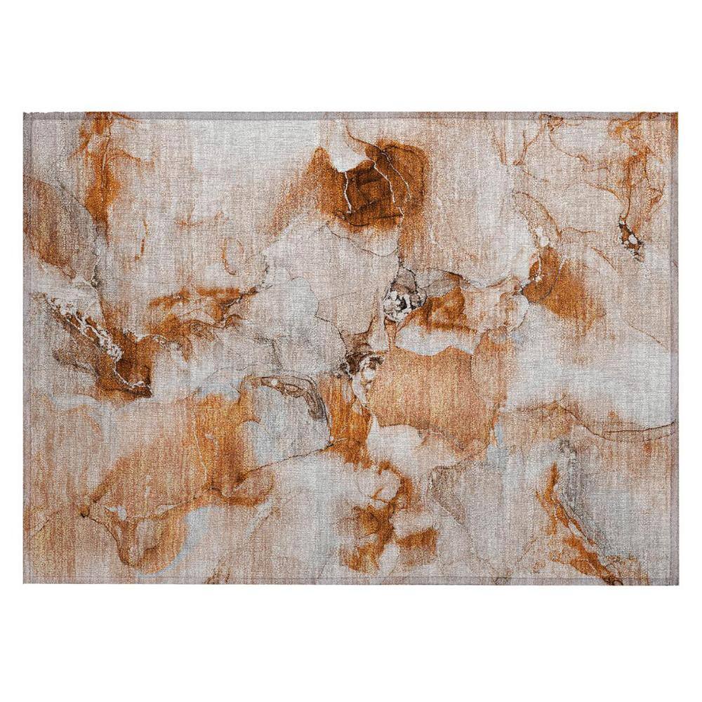 Orange and Ivory 2 ft. x 3 ft. Woven Abstract Polyester Rectangle Indoor/Outdoor Area Rug price history on PriceWatchPro