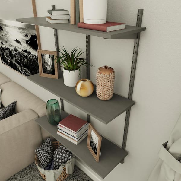Everbilt 72 in. W x 12 in. D Gray Laminate Solid Wall Shelf DS