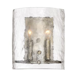 Fortress 2-Light Mottled Silver Wall Sconce