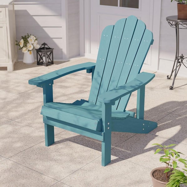JOYESERY Turquoise HIPS Plastic Weather Resistant Adirondack Chair for Outdoors (1-Pack)