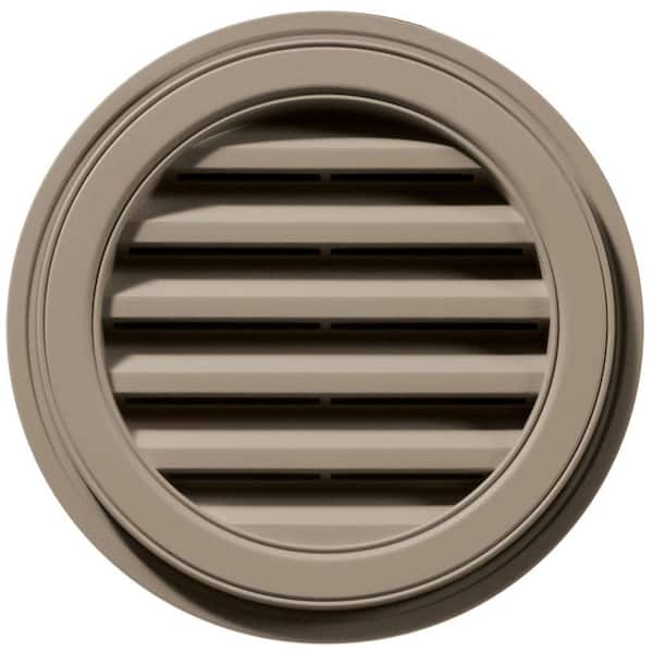 Builders Edge 18 in. x 18 in. Round Brown/Tan Plastic UV Resistant Gable Louver Vent