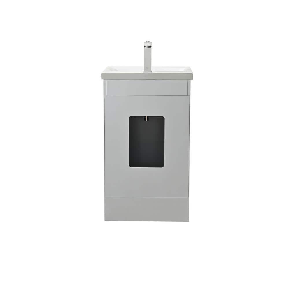20" Light Gray Single Sink Vanity with White Ceramic Top