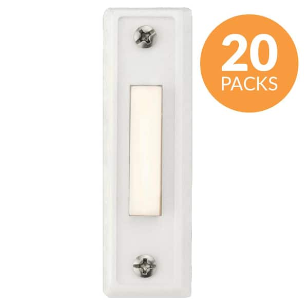 Newhouse Hardware Rectangular Lighted Wired Doorbell Push Button, White (20-Pack)