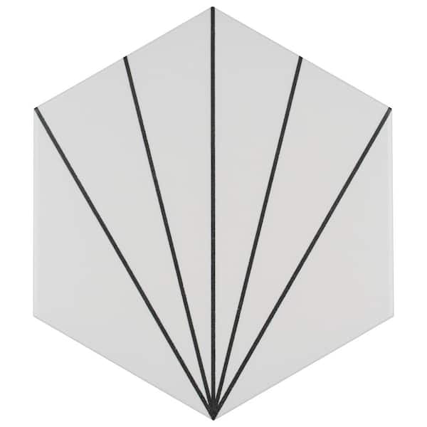 Aster Hex Blanco 8-5/8 in. x 9-7/8 in. Porcelain Floor and Wall Take Home Tile Sample