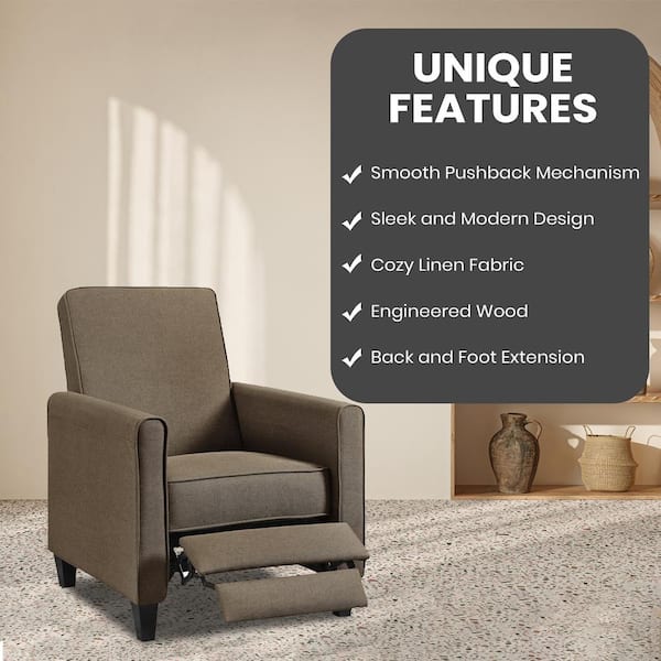 HOMESTOCK Chocolate, Push back Recliner Chairs, Breathable Linen