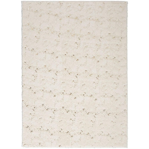 Cozy Shimmer Ivory 8 ft. x 10 ft. All-over design Contemporary Area Rug