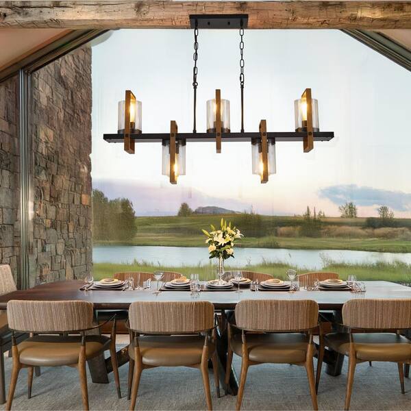 Farmhouse Linear Chandelier, outlet 5-Light Retro Metal Kitchen Island Lighting Fixture