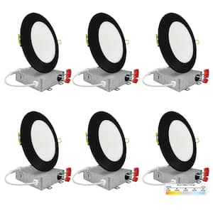 4 in. Black Trim 5CCT 27K-50K Ultra Thin Canless New Construction IC Rated Integrated LED Recessed Lighting Kit (6-Pack)