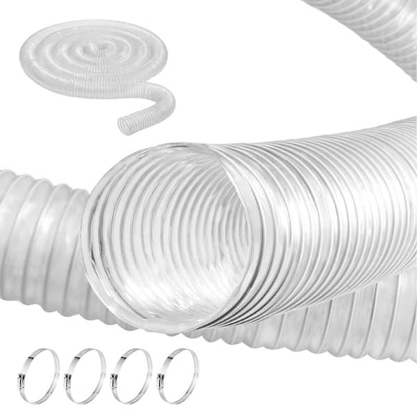 Dust Collection Hose 2.5 in. x 20 ft. PVC Material Clear Hose with Carbon Steel Stainless Clamps for Table Saw