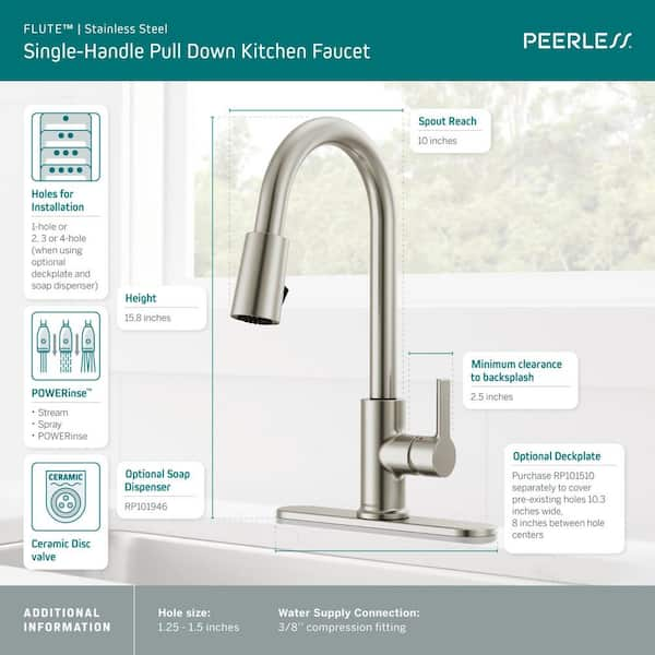 PEERLESSnnSingle Handle Kitchen Pull-DownnnModel:P188103LFnn360 high quality swivels