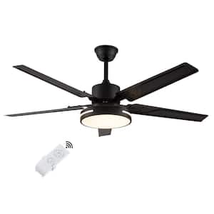 48 in. Indoor Black Modern Simple Integrated LED Ceiling Fan with 5 Iron Blades and Remote Control