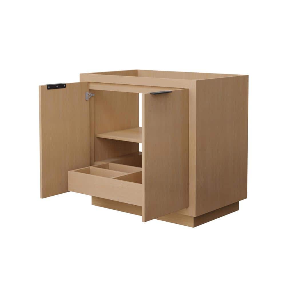 Maroni Light Straw and Matte Black Freestanding Single Bathroom Vanity