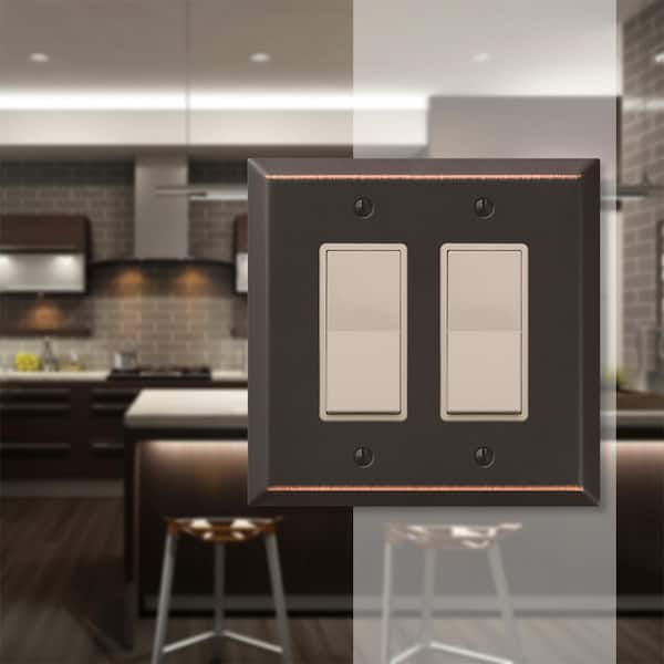 Oversized 2 Gang Rocker Steel Wall Plate - Aged Bronze