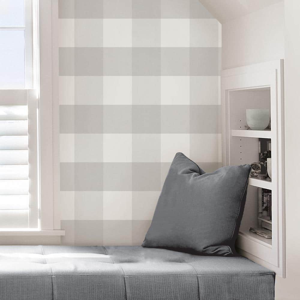 Grey and White Buffalo Check Peel & Stick Wallpaper
