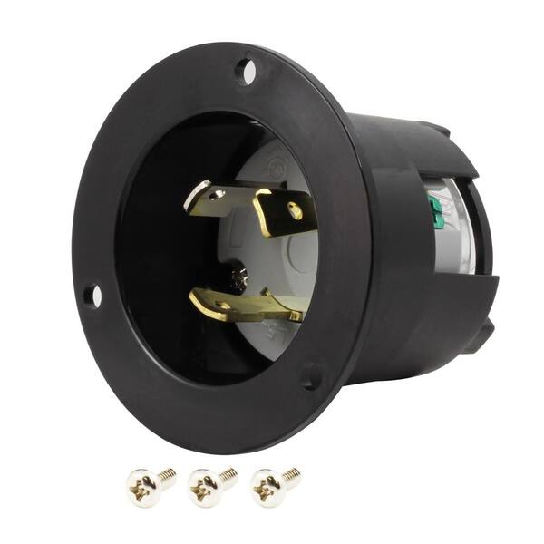 AC WORKS 30-Amp Locking 3-Prong 125-Volt NEMA L5-30P Flanged Power ...