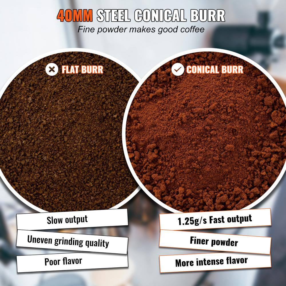 Black Electric Stainless Steel Conical Burr Coffee Grinder