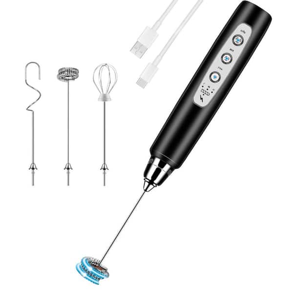 Milk Frother Handheld Electric Whisk with 3-Speed Control, 3 Stainless Steel Attachments