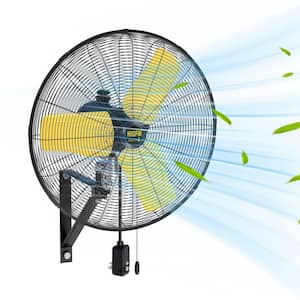 24 in. Black Waterproof Outdoor Wall Mounted Fan - 3 Speeds, Oscillation, GFCI plug UL Listed for Commercial/Warehouse.