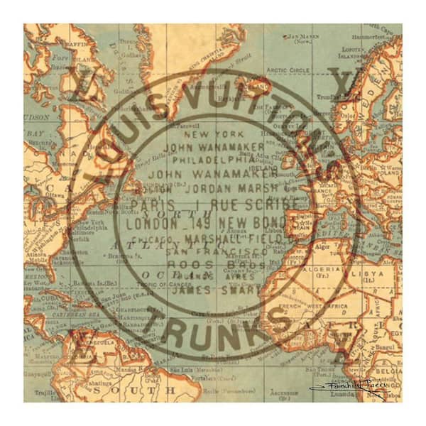 VENICE BEACH Collections Fashion Vintage World Map by Fairchild Paris 1-Piece Unframed Abstract Poster Art Print 14 in. x 14 in.