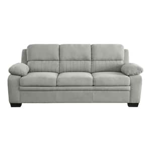 Deliah 80 in. W Straight Arm Textured Fabric Rectangle Sofa in. Gray