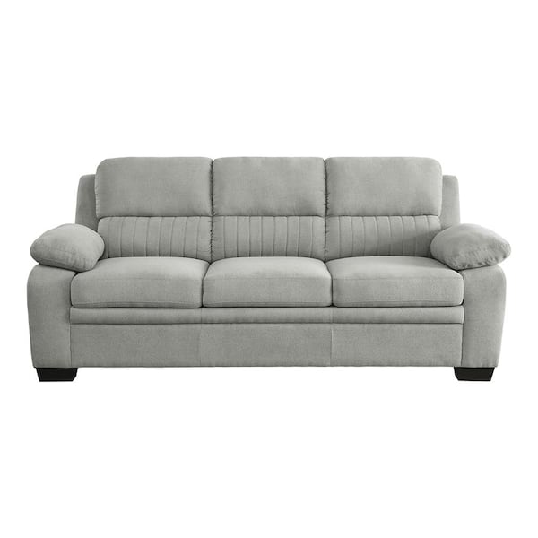 Lazzara Deliah 80 in. W Straight Arm Textured Fabric Rectangle Sofa in. Gray