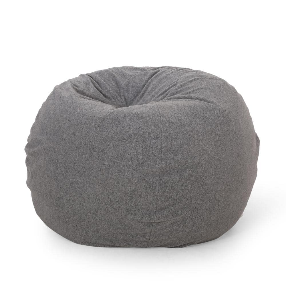 Noble House Mead Gray-Shearling 5-Foot Bean Bag 94254 - The Home Depot